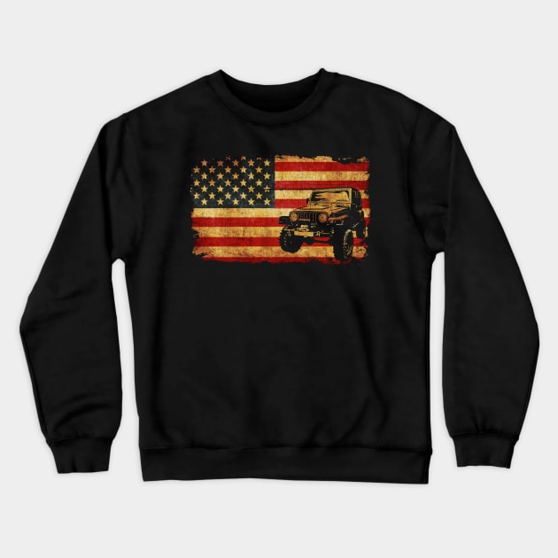 Vintage Jeep U.S Flag Crewneck Sweatshirt by Dailygrind